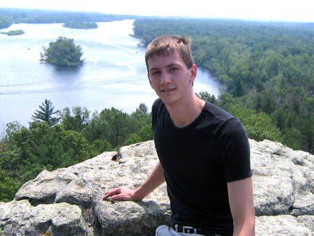 At the top